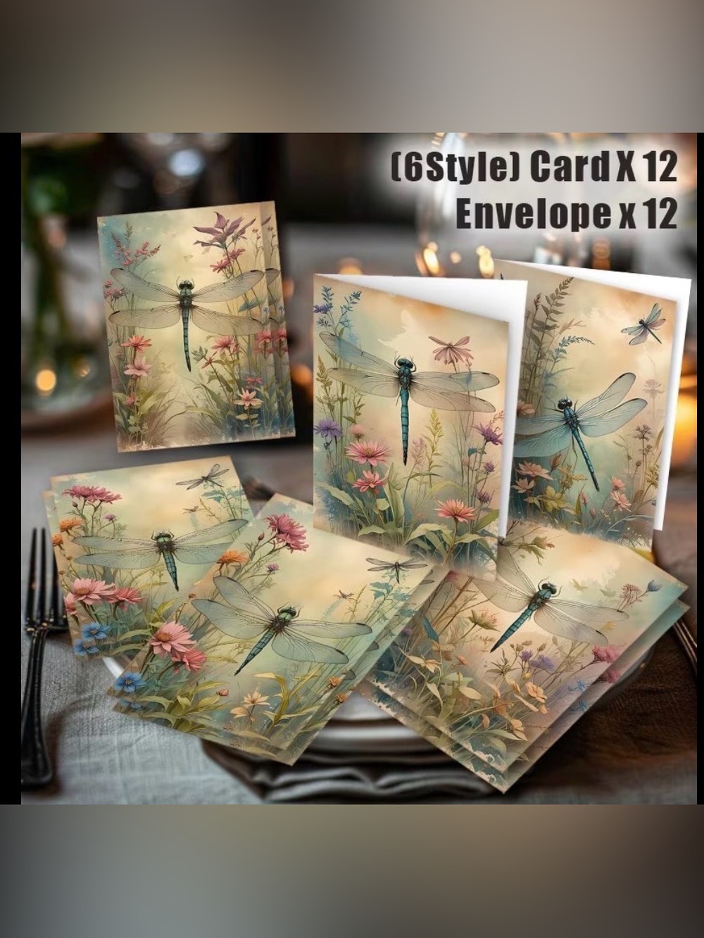 12 Dragonfly Note Cards & Envelopes.
Six Unique Styles - Picture 2 of 4